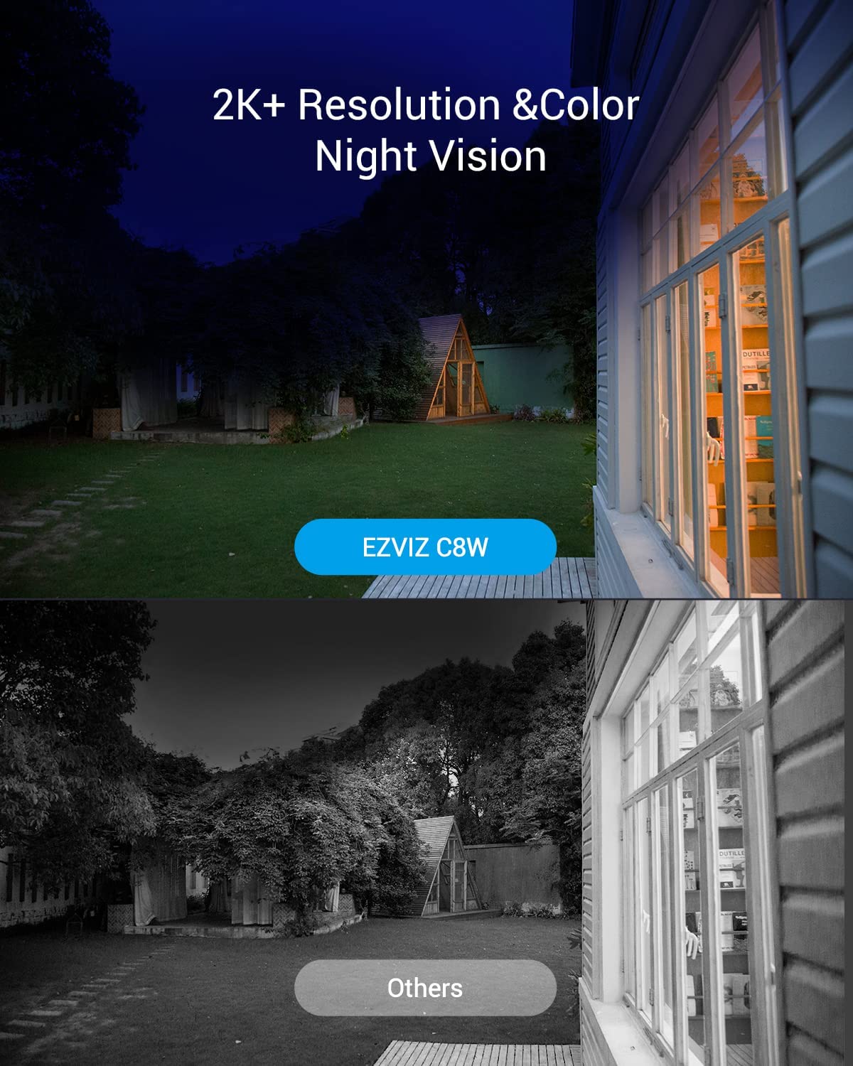 EZVIZ Security Camera Outdoor, 4MP WiFi Camera Pan/Tilt, 360° Visual Coverage, IP65 Waterproof, Color Night Vision, AI-Powered Person Detection, Two-Way Talk, Support MicroSD Card up to 256GB | C8W C8W-4MP Color Night Vision