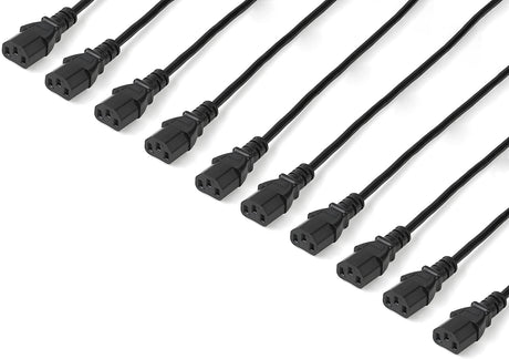 StarTech.com 10ft (3m) Computer Power Cord, NEMA 5-15P to C13, 10A 125V, 18AWG, 10 Pack, Black Replacement AC Power Cord, Printer Power Cord, Monitor/PC Power Supply Cable - UL Listed (PXT1011010PK)