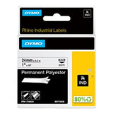 DYMO 1-Inch Permanent Polyester Label, Black Tape on White Tape (1734523), DYMO Authentic 1" (24MM)