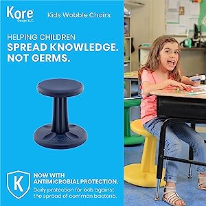 Kore design Kore Kids Preschool Wobble Chair - Flexible Seating Stool for Classroom, Preschool, Kindergarten &amp; Elementary School - Made in The USA - Age 4-5 yrs, Dark Blue (12in) Dark Blue Preschool (12in Tall)