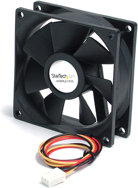 StarTech.com 80x25mm Ball Bearing Quiet Computer Case Fan w/ TX3 Connector - 3 pin case Fan - TX3 Fan - Computer case Fan (FAN8X25TX3L) Black 80x25mm TX3 - Quiet