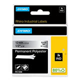 DYMO Industrial Permanent Labels for DYMO LabelWriter and Industrial RhinoPro Label Makers, Black on Metallic, 1/2", 1 Roll (18486), DYMO Authentic 1/2" (12MM)