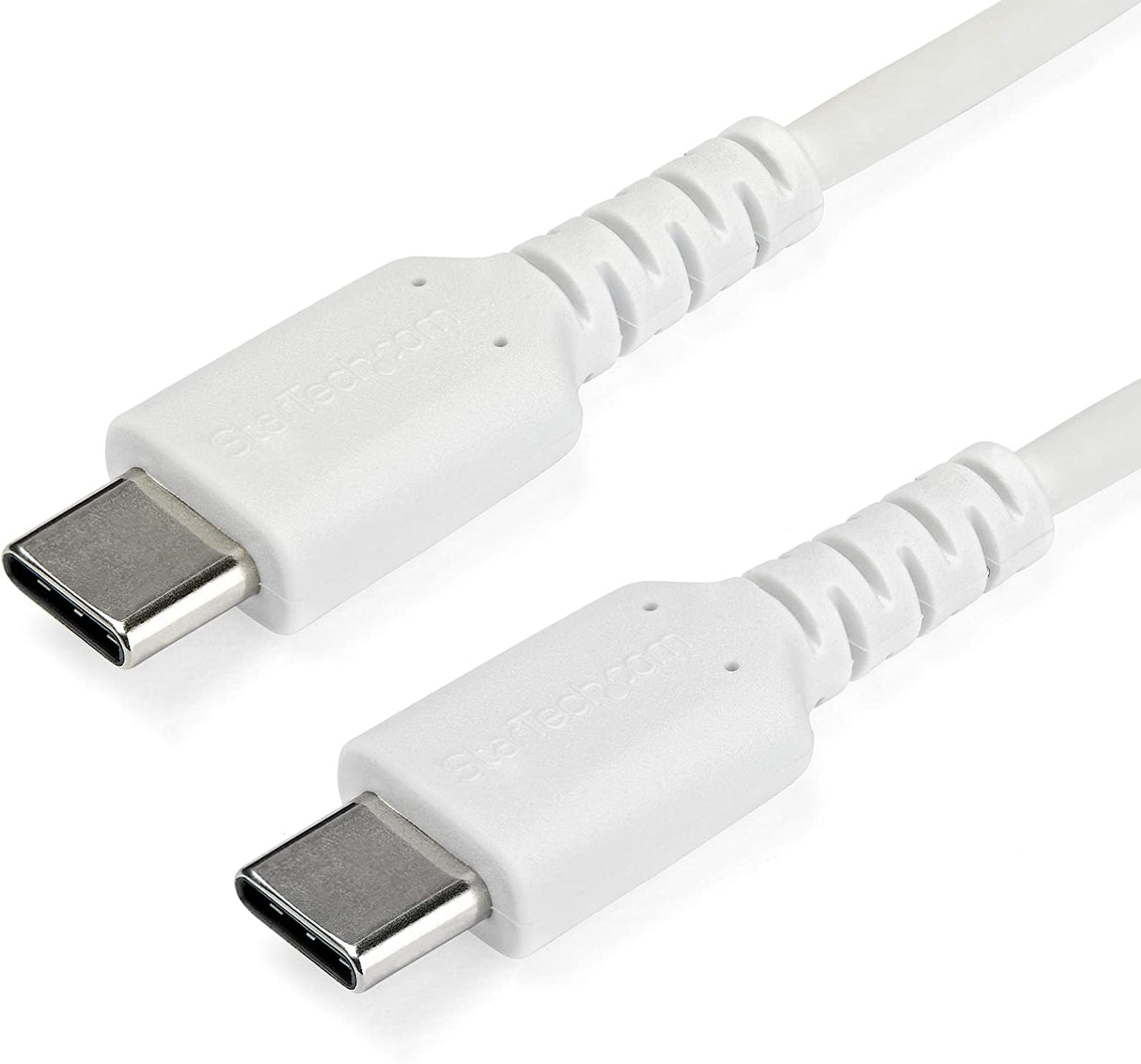 StarTech.com 1m USB C Charging Cable - Durable Fast Charge &amp; Sync USB 3.1 Type C to USB C Laptop Charger Cord - TPE Jacket Aramid Fiber M/M 60W White - Samsung S10 S20 iPad Pro MS Surface (RUSB2AC1MW)