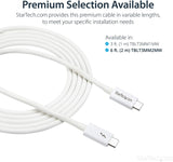 StarTech.com 20Gbps Thunderbolt 3 Cable - 6.6ft/2m - White - 4k 60Hz - Certified TB3 USB-C to USB-C Charger Cord w/ 100W Power Delivery (TBLT3MM2MW) 6ft 20Gbps | White