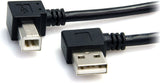 StarTech.com 91cm (3 ft.) / 91cm A Right Angle to B Right Angle USB Cable - 0.91m Right Angle USB 2.0 - 1x USB A 1x USB B - Black (USB2HAB2RA3)