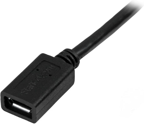 StarTech.com 0.5m 20in Micro-USB Extension Cable - M/F - Micro USB Male to Micro USB Female Cable (USBUBEXT50CM), Black