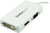 StarTech.com Travel A/V Adapter: 3-in-1 Mini DisplayPort to VGA DVI or HDMI Converter - White (MDP2VGDVHDW) VGA - DVI - HDMI (Black) Mini DisplayPort (Input)