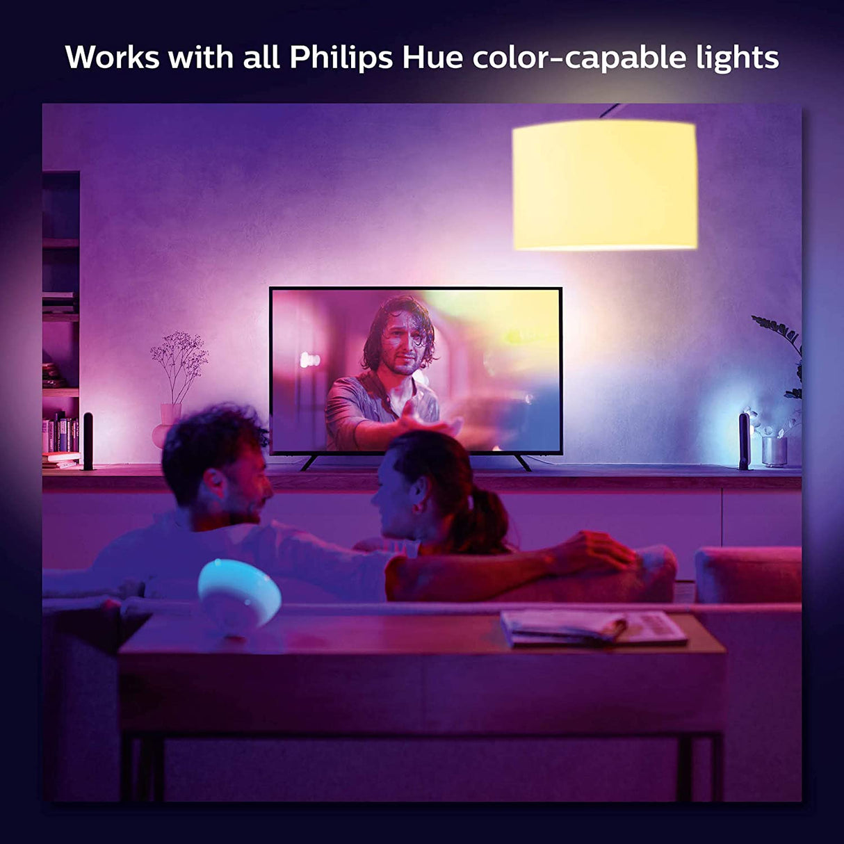 Philips Hue Gradient LightStrip 75" (Sync with TV, Music and Gaming), Hue Hub &amp; Hue Sync Box Required 75-Inch TV Lightstrip Only