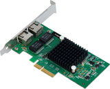 SIIG Dual-Port Gigabit Ethernet PCIe 4-Lane Card I350-T2 Network Adapter PCI Express x4 Low Profile Ethernet Green (LB-GE0014-S1)