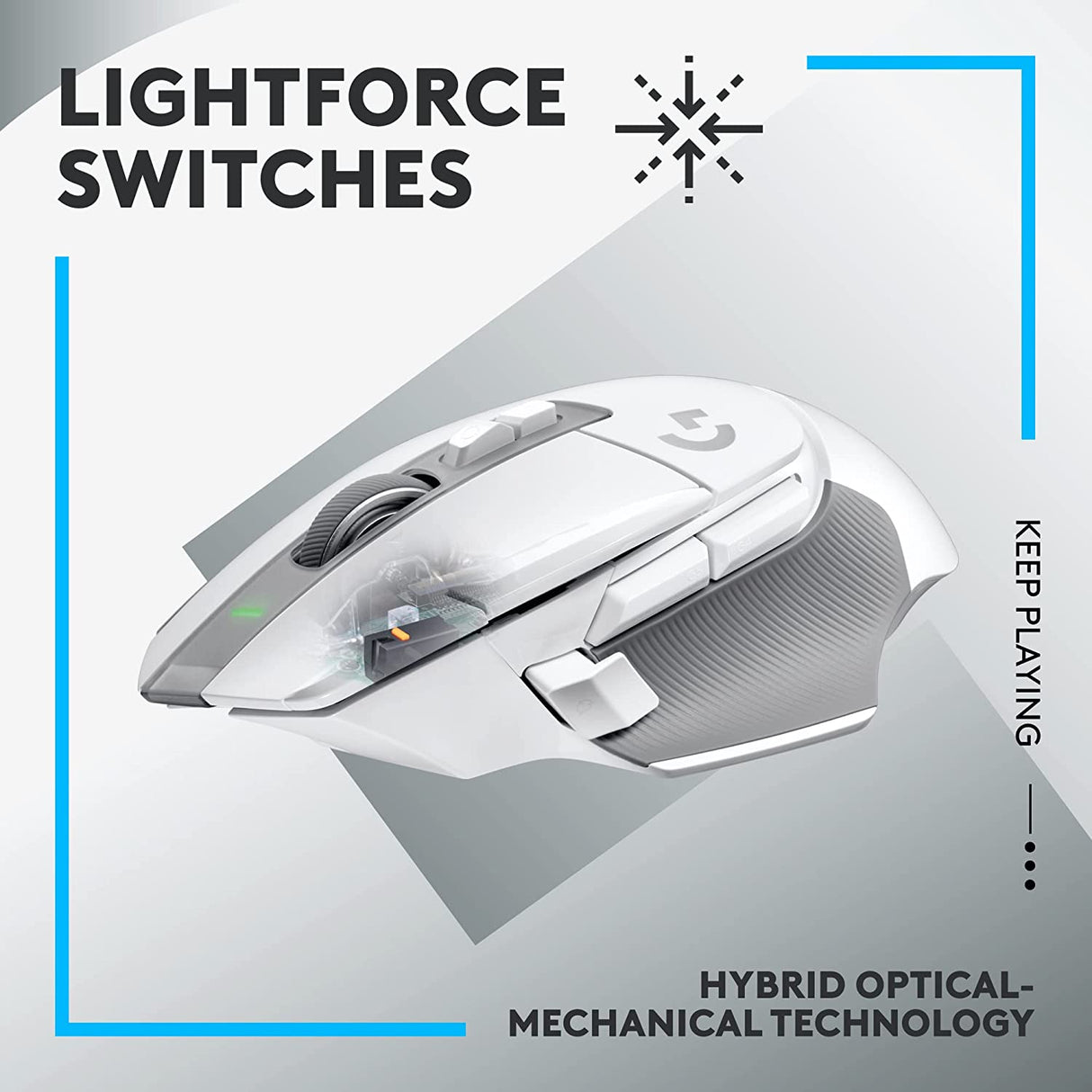 Logitech G502 X LIGHTSPEED Wireless Gaming Mouse - Optical mouse with LIGHTFORCE hybrid optical-mechanical switches, HERO 25K gaming sensor, compatible with PC - macOS/Windows - White White Wireless Non-RGB