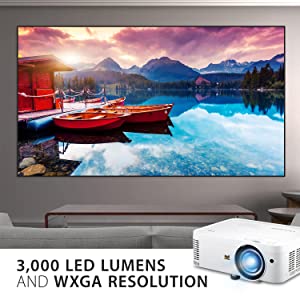 ViewSonic LS550WH 3000 Lumens WXGA Short Throw LED Projector, Auto Power Off, 360-Degree Orientation for Business and Education 3000 LED Lumens, Short Throw
