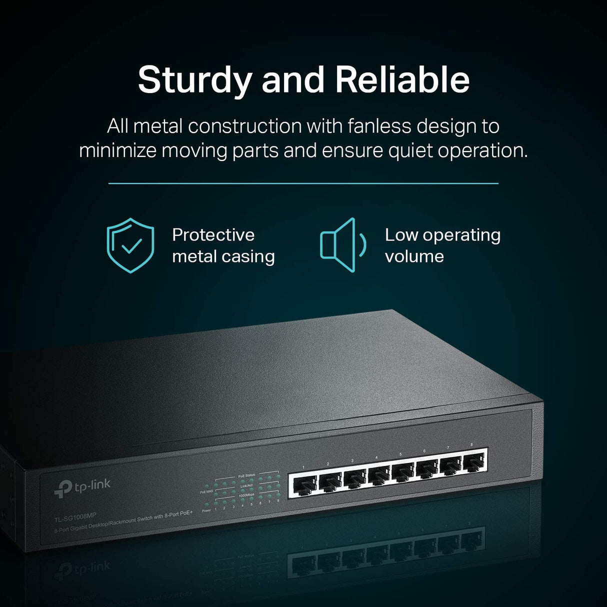 TP-Link TL-SG1008MP V2 | 8 Port Gigabit PoE Switch | 8 PoE+ Ports @153W | Rackmount | Plug &amp; Play | Sturdy Metal | Shielded Ports | Limited Lifetime Protection | Overload Protection w/ Port Priority 8 Port PoE+