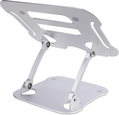 StarTech.com Laptop Stand for Desk, Ergonomic Laptop Stand Adjustable Height, Aluminum, Portable, Max. 22lb (10kg), Foldable Laptop Holder - Angled Notebook Computer Riser/Lift (ADJ-Laptop-Riser)