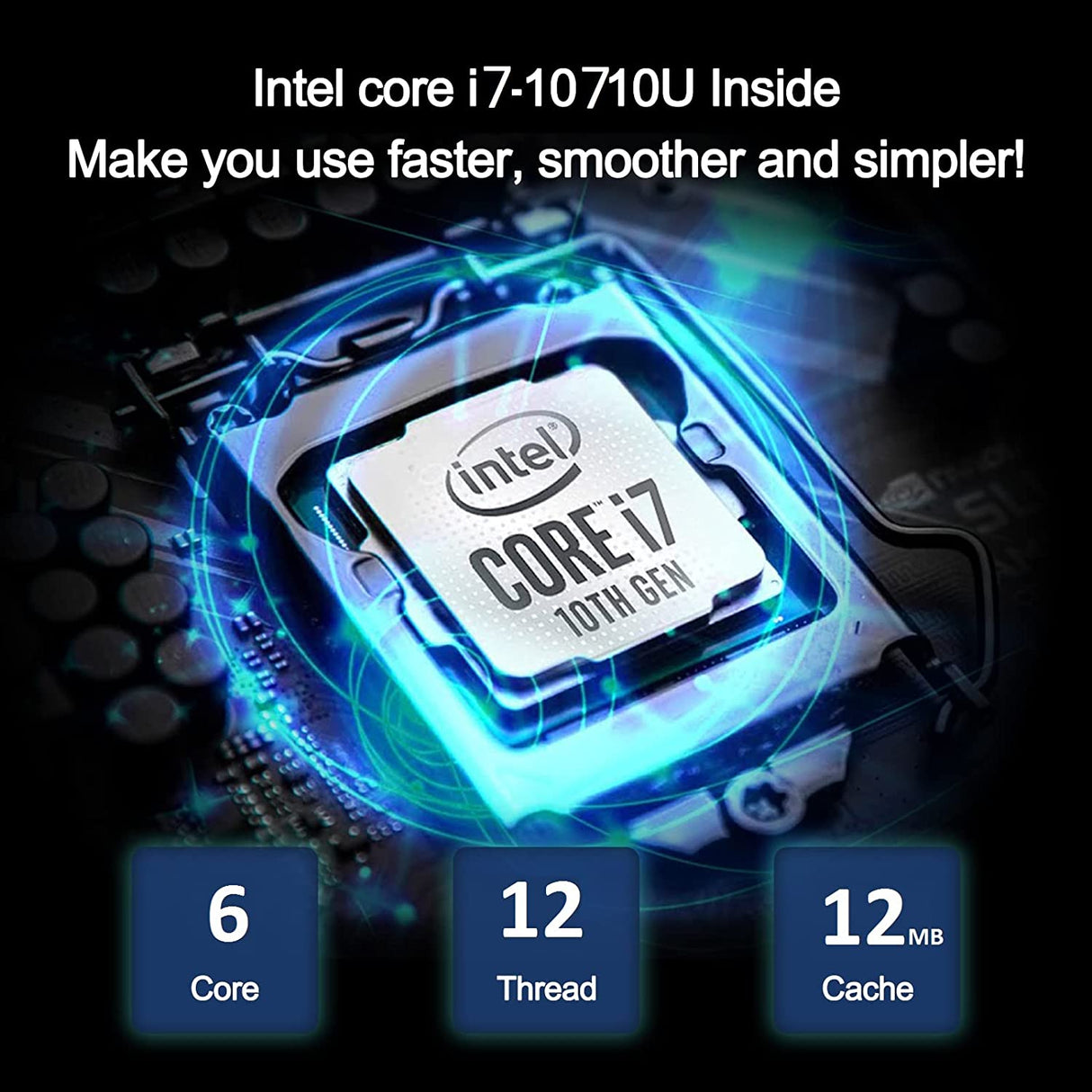 Intel NUC, Intel NUC 10 Mini PC, Win10 Pro Mini Computer, Frost Canyon NUC10i7FNHN, Intel Core i7-10710U, Up to 4.7GHz Turbo, 6 core,25W Intel UHD Graphics, WiFi6, Thunderbolt 3(16GB RAM+256GB SSD)