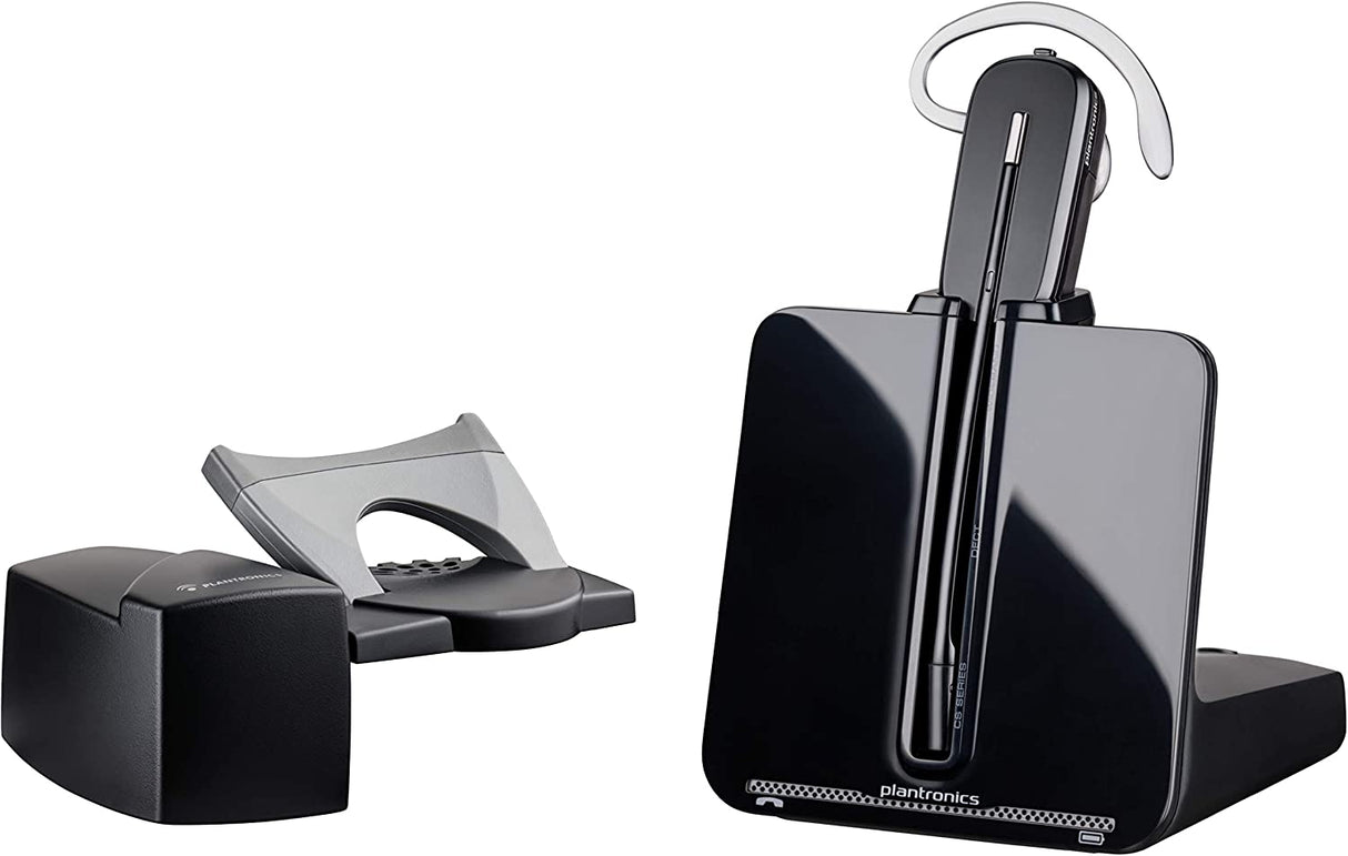 Plantronics - CS540 Wireless DECT Headset with Lifter (Poly) - Single Ear (Mono) Convertible (3 wearing styles) - Connects to Desk Phone - Noise Canceling Microphone