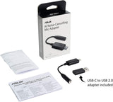 ASUS Ai Noise-Canceling Mic Adapter | Built-in Artificial Intelligence Isolates Background Noise, Enhance Voice Clarity | Improve Quality of Conference Calls, Music | Supports USB-C &amp; USB 2.0-3.5 mm