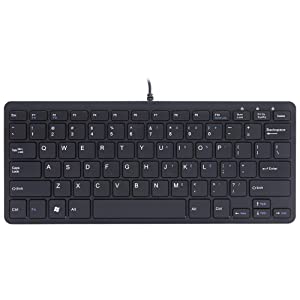 Rgotools R-Go Tools Compact Slim Ergonomic Wired-USB Keyboard for PC/Computer/Desktop and Windows/Linux QWERTY (US), Cable Length 4.59ft, Black QWERTY (US) Black
