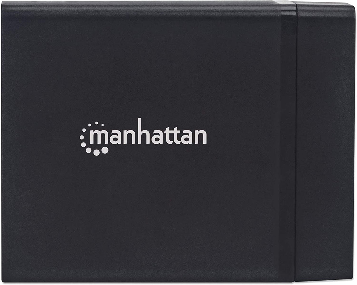 Manhattan 72 W 4-Port USB Power Delivery (PD) Charging Station with One 60 W USB-C PD 3.0 Port, Three USB-A Ports sharing 12 W / 2.4 A and Detachable Plug for Quick Charging a Notebook, Laptop, Smartp