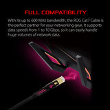 ASUS ROG Cat7 Ethernet Cable – 10 ft Shielded Gaming LAN network cable high speed network up to 600MHz &amp; 10GB Transfer Rates, Nylon Braided, Gold Plated