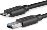 StarTech.com 2m 6ft Slim USB 3.0 A to Micro B Cable M/M - Mobile Charge Sync USB 3.0 Micro B Cable for Smartphones and Tablets (USB3AUB2MS) 6 ft / 2m