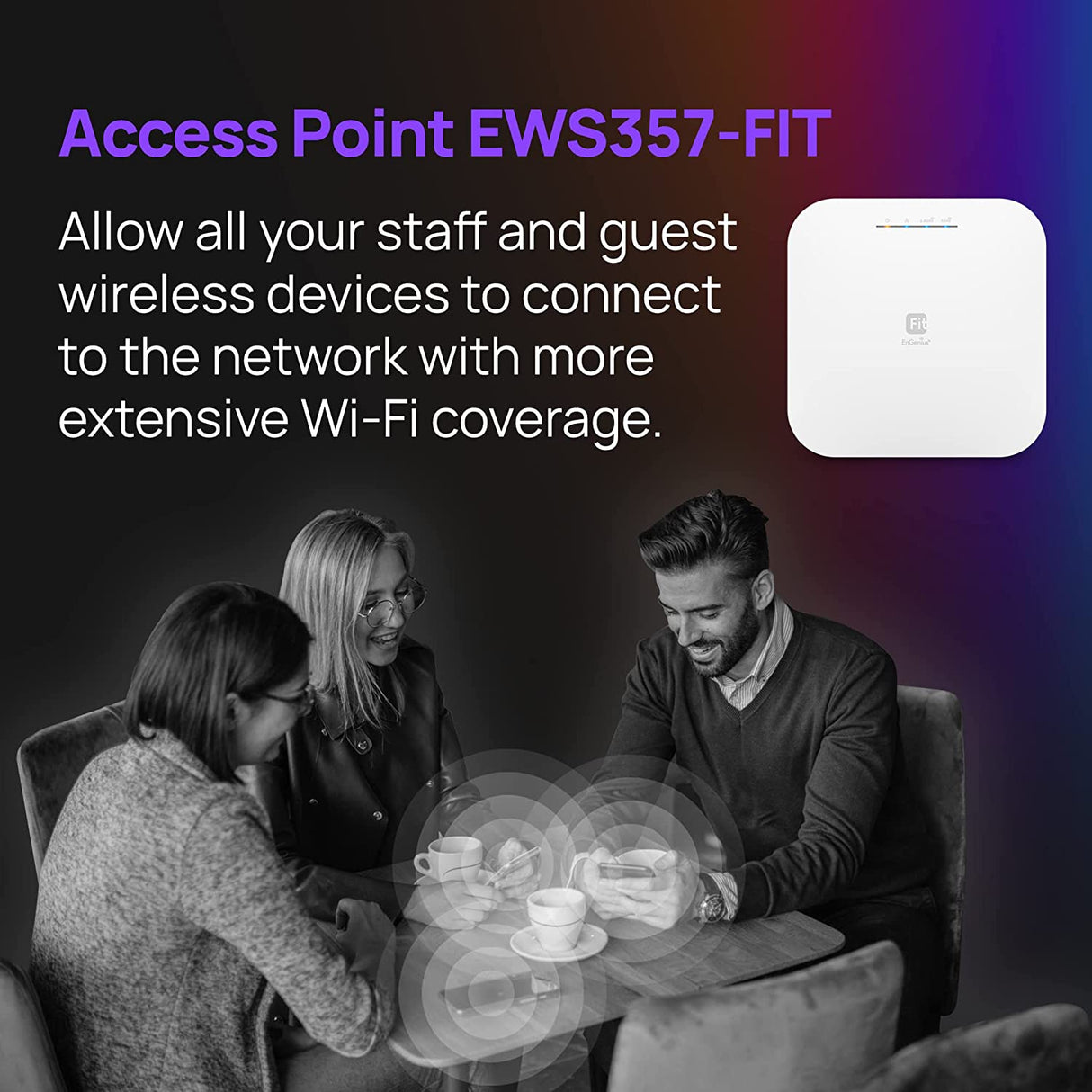 EnGenius EWS357-FIT WiFi 6 AX1800 2x2 Gigabit Wireless Access Point, 1Gbps Port, OFDMA, MU-MIMO, PoE+, WPA3, License-Free Cloud or On-Premise Flexible Management Tools (Power Adapter Not Included) AX1800 - FIT