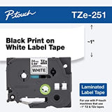 Brother Genuine P-touch TZE-251 Tape, 1" (0.94") Standard Laminated P-touch Tape, Black on White, Perfect for Indoor or Outdoor Use, Water Resistant, 26.2 Feet (8M), Single-Pack 1" Tape