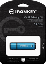 Kingston IronKey Vault Privacy 50 128GB Encrypted USB | FIPS 197 | AES-256bit | BadUSB Attack Protection | Multi-Password Options | IKVP50/128GB