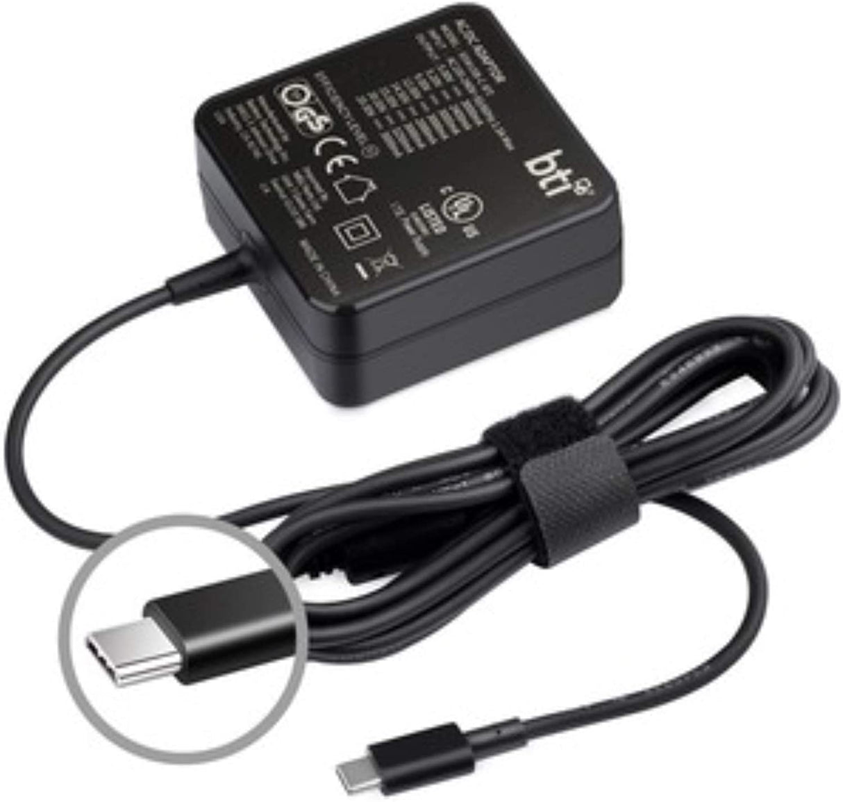 BATTERY TECHNOLOGY 1HE08UT#ABA-BTI 45W USB Type C Desktop AC Adapter for HP, Black