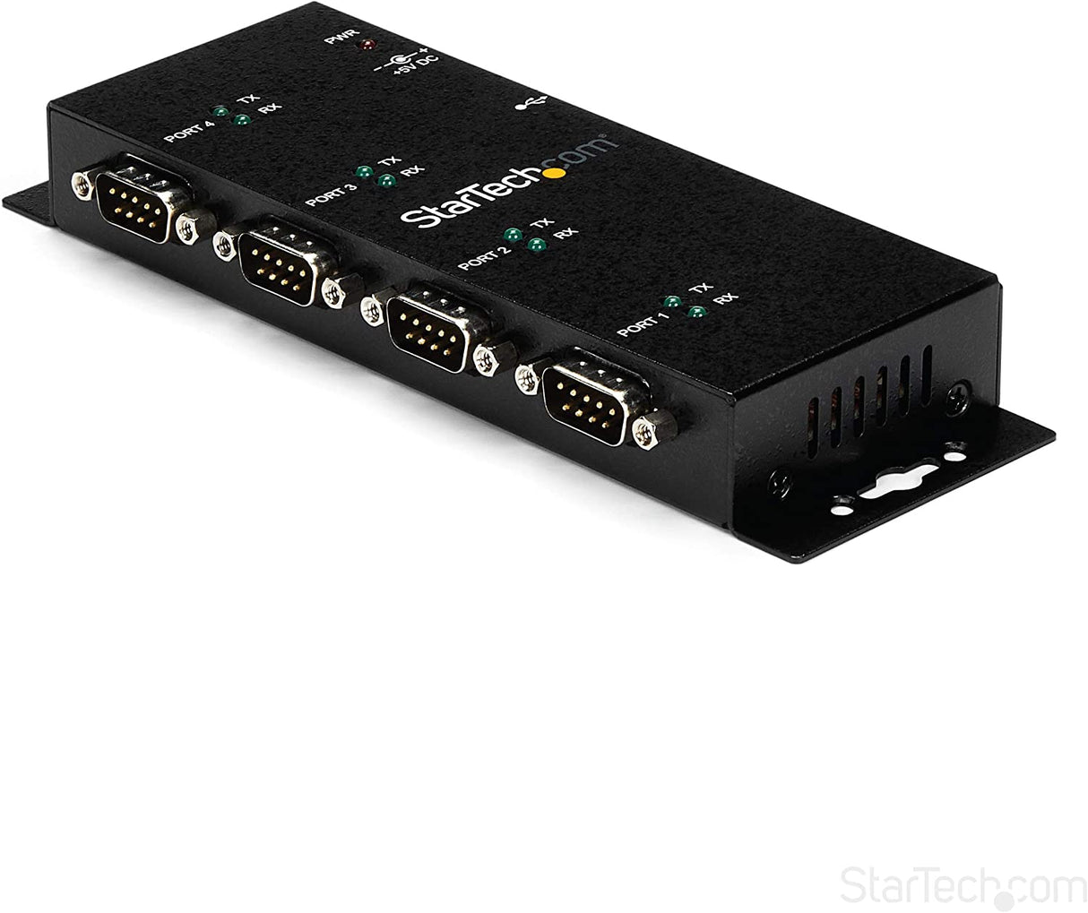 StarTech.com 4 Port USB to Serial RS232 Adapter - Wall Mount - Din Rail - COM Port Retention - FTDI USB to DB9 RS232 Hub (ICUSB2324I) 4 Port Industrial Adapter