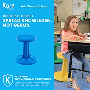 Kore design Kore Kids Preschool Wobble Chair - Flexible Seating Stool for Classroom, Preschool, Kindergarten &amp; Elementary School - Made in The USA - Age 4-5 yrs, Blue (12in) Blue Preschool (12in Tall)