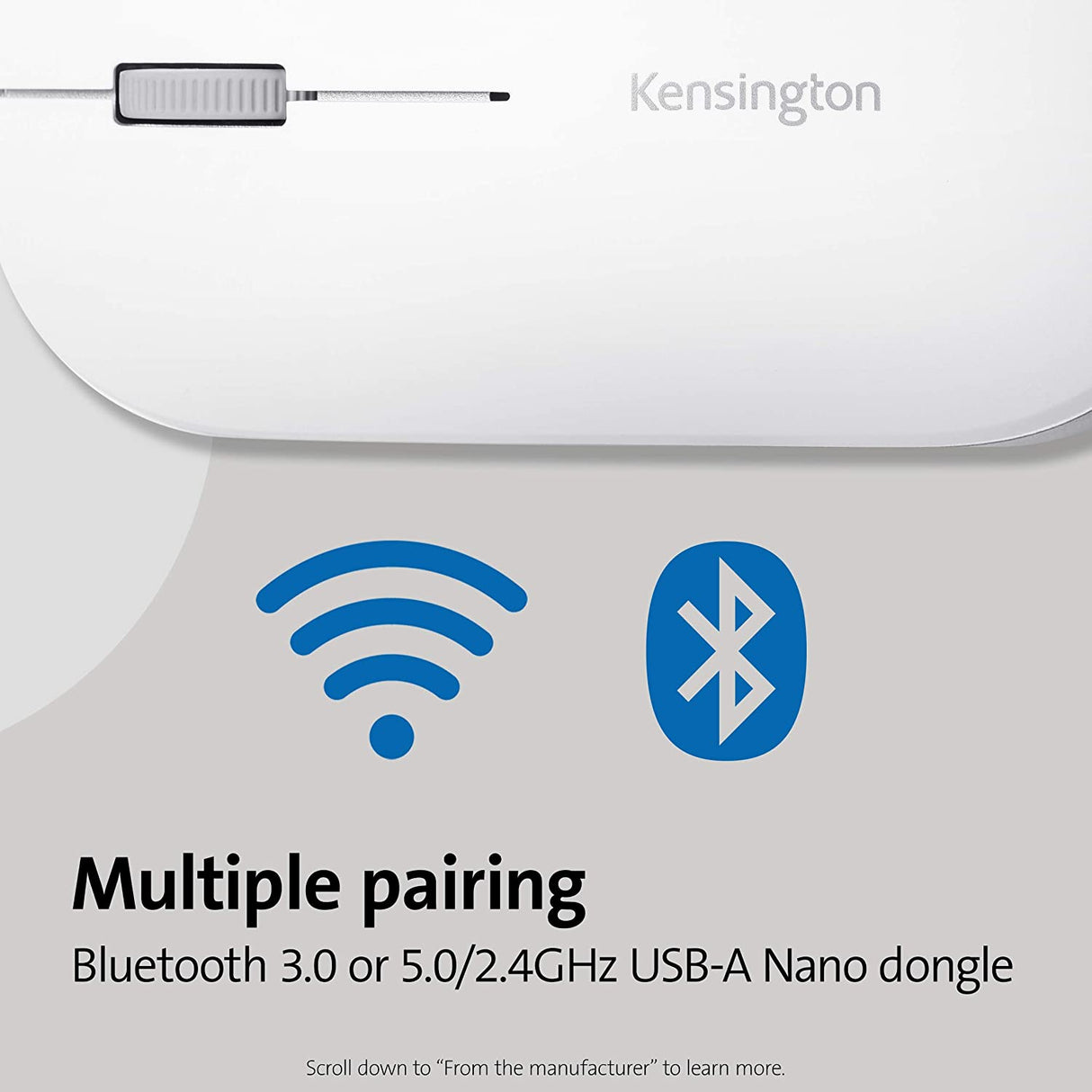 Kensington SureTrack™ Dual Wireless Mouse- White (K75353WW)