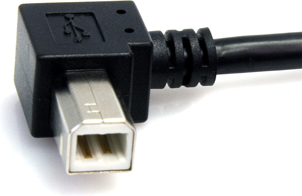 StarTech.com 91cm (3 ft.) / 91cm A Right Angle to B Right Angle USB Cable - 0.91m Right Angle USB 2.0 - 1x USB A 1x USB B - Black (USB2HAB2RA3)
