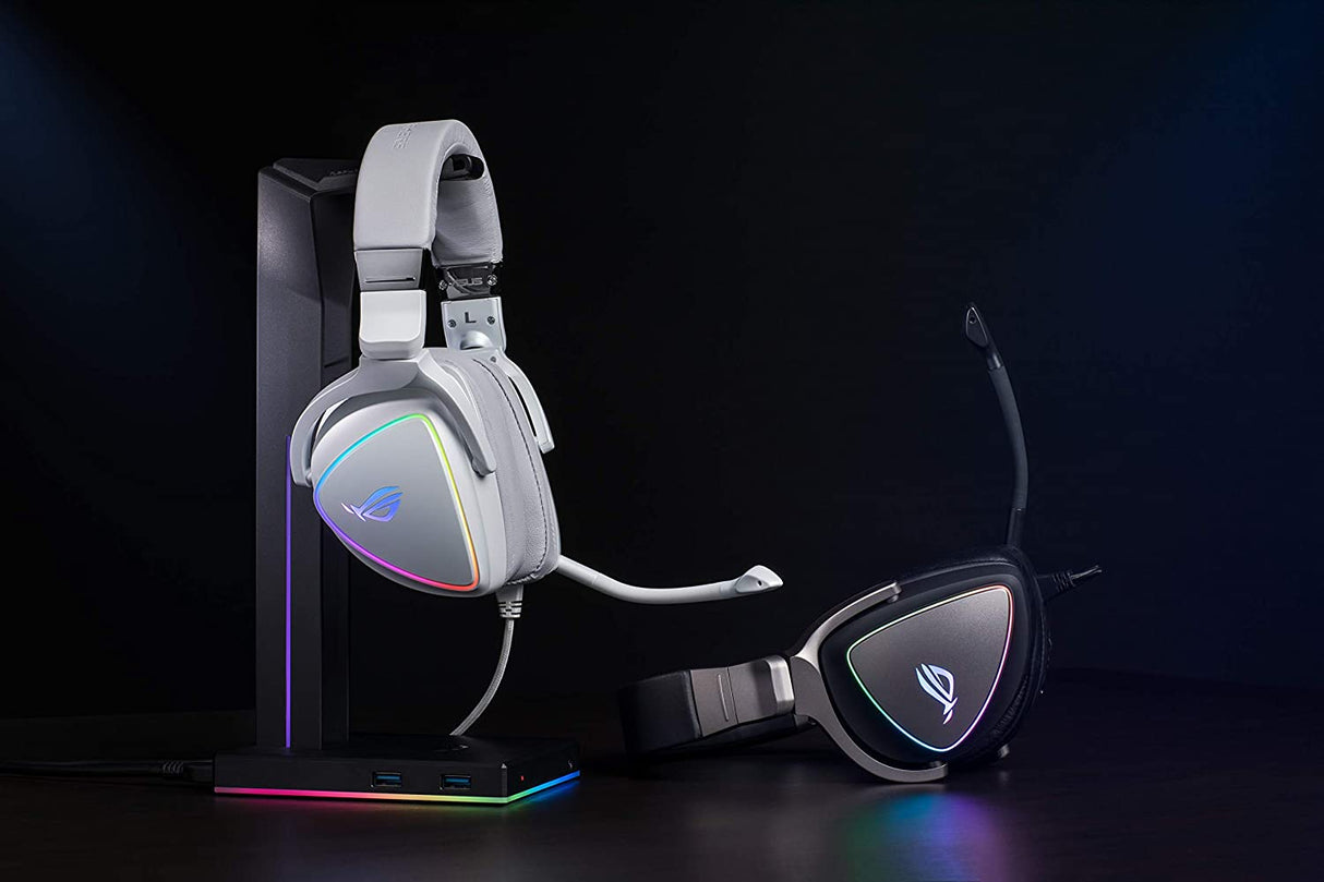 ASUS RGB Gaming Headset ROG Delta | Hi-Res ESS Quad-DAC, Circular RBG Lighting Effect | USB-C Connector for PCs, Consoles, and Mobile Gaming | Gaming Headphones with Detachable Mic Delta (Wired) White