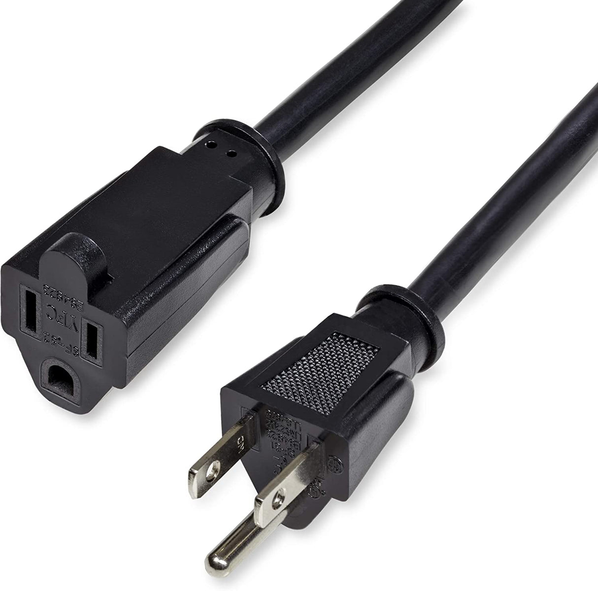StarTech.com 10ft (3m) Power Extension Cord, NEMA 5-15R to NEMA 5-15P Black Extension Cord, 13A 125V, 16AWG, Outlet Extension Power Cable, NEMA 5-15R to NEMA 5-15P AC Power Cord - UL Listed (PAC10110)