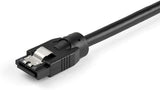 StarTech.com 24 Inch (60cm) Round SATA Cable - Latching Connectors - 6Gbs SATA Data Cord - SATA Hard Drive Power Cable - Black (SATRD60CM)