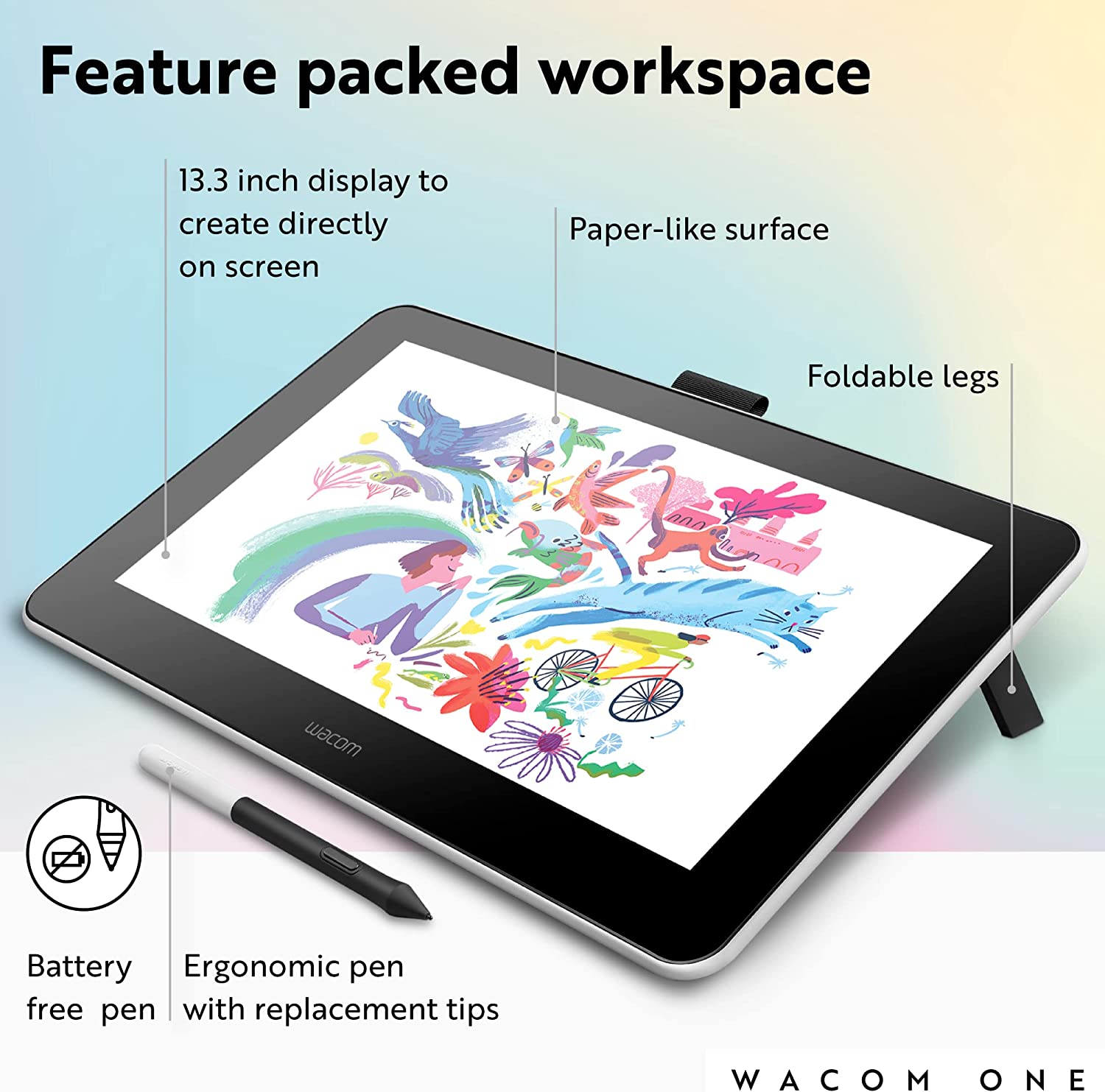 Wacom One HD Creative Pen Display, Drawing Tablet With Screen