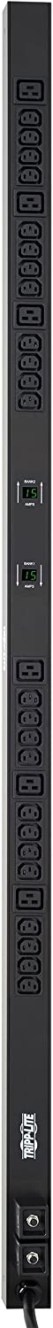 Tripp Lite Metered PDU, 30A, 30 Outlets (6-C19 &amp; 24-C13), 208/240V, L6-30P, 10 ft. Cord, 0U Vertical Rack-Mount Power (PDUMV30HV) Metered (30 Outlet)