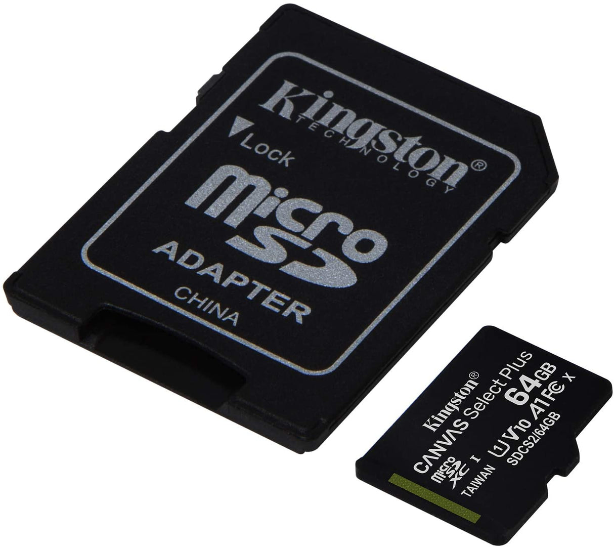 Kingston 64GB microSDXC Canvas Select Plus 100MB/s Read A1 Class 10 UHS-I Memory Card + Adapter (SDCS2/64GB) microSD Card 64GB Fast (Up to 100 MB/s) Single