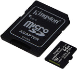 Kingston 64GB microSDXC Canvas Select Plus 100MB/s Read A1 Class 10 UHS-I Memory Card + Adapter (SDCS2/64GB) microSD Card 64GB Fast (Up to 100 MB/s) Single