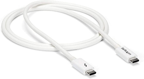 StarTech.com 20Gbps Thunderbolt 3 Cable - 3.3ft/1m - White - 4k 60Hz - Certified TB3 USB-C to USB-C Charger Cord w/ 100W Power Delivery (TBLT3MM1MW),20Gbps - White 3ft 20Gbps | White