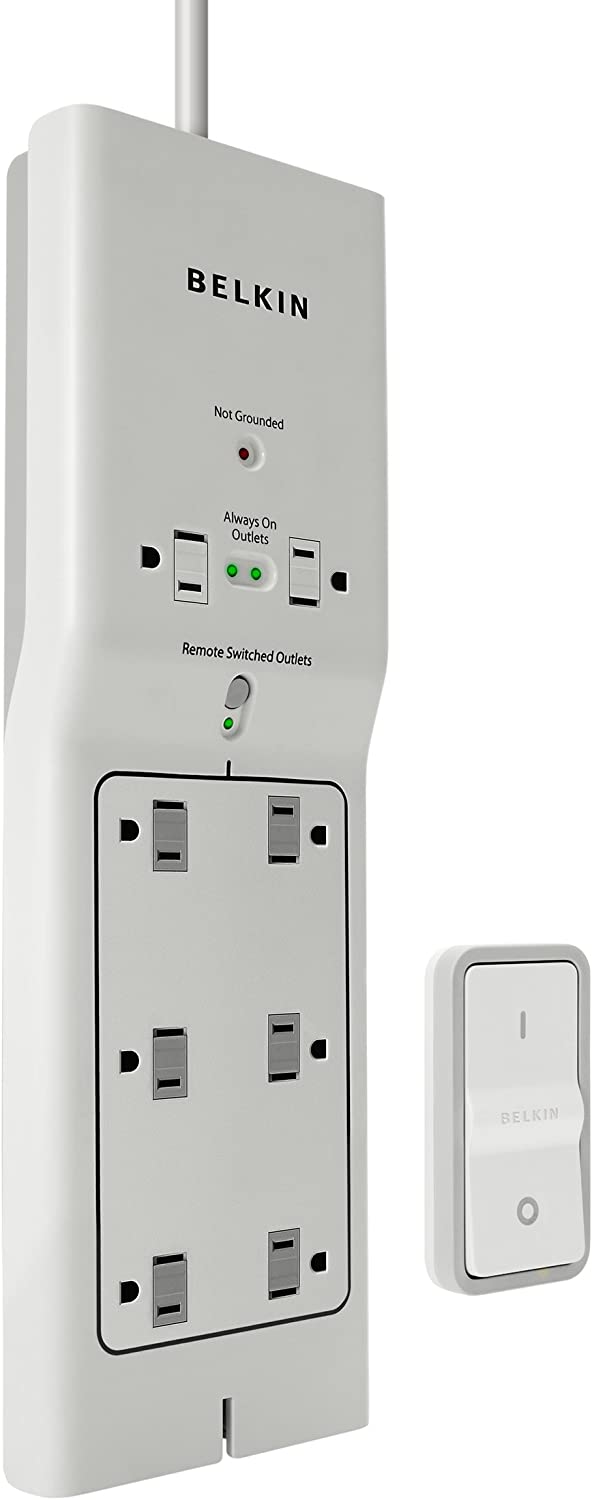 Belkin 8-Outlet Conserve Switch Surge Protector, 4ft Cord and Remote, White Energy Conserve Surge with Remote