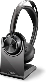 Poly - Voyager Focus 2 UC USB-C Headset with Stand (Plantronics) - Bluetooth Stereo Headset with Boom Mic - USB-C PC/Mac Compatible - Active Noise Canceling - Works with Teams (Certified), Zoom &amp; more Headset + Charge Stand, Teams Version