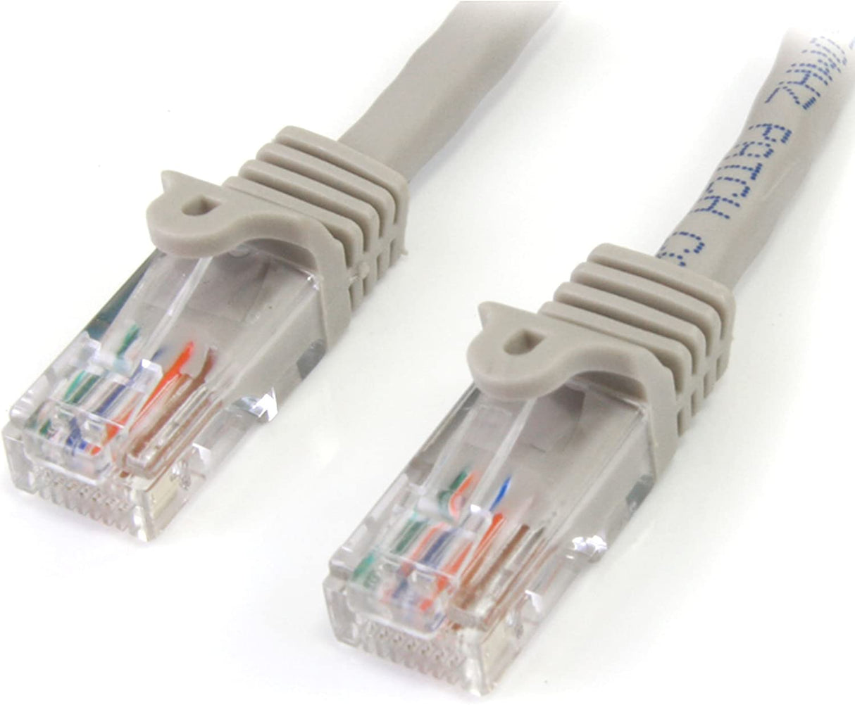 StarTech.com Cat5e Ethernet Cable - 100 ft - Gray- Patch Cable - Snagless Cat5e Cable - Long Network Cable - Ethernet Cord - Cat 5e Cable - 100ft (45PATCH100GR), Grey, 100 ft / 30.5m 100 ft / 30.5m Grey