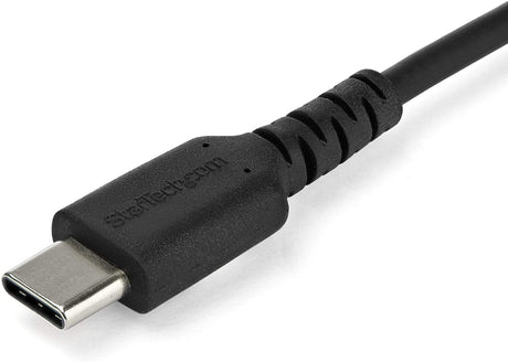 StarTech.com 2m USB C Charging Cable - Durable Fast Charge &amp; Sync USB 3.1 Type C to USB C Laptop Charger Cord - TPE Jacket Aramid Fiber M/M 60W - Samsung S10 S20 iPad Pro MS Surface (RUSB2AC2MB) Black 2m