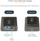 StarTech.com 7-Port USB Hub with On/Off Switch - USB 3.0 5Gbps - USB-A to 7X USB-A - Compact Self Powered USB-A Hub w/ 35W Power Supply - Desktop/Laptop USB Hub - USB Expansion Hub (5G7AS-USB-A-HUB)