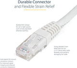 StarTech.com 100ft CAT6 Ethernet Cable - White CAT 6 Gigabit Ethernet Wire -650MHz 100W PoE++ RJ45 UTP Molded Category 6 Network/Patch Cord w/Strain Relief/Fluke Tested UL/TIA Certified (C6PATCH100WH) White 100 ft / 30 m 1 Pack