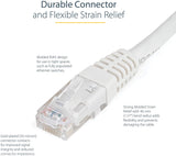 StarTech.com 2ft CAT6 Ethernet Cable - White CAT 6 Gigabit Ethernet Wire -650MHz 100W PoE++ RJ45 UTP Molded Category 6 Network/Patch Cord w/Strain Relief/Fluke Tested UL/TIA Certified (C6PATCH2WH) White 2 ft / 0.6 m 1 Pack