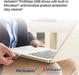 Verbatim 128GB PinStripe Retractable USB 2.0 Flash Thumb Drive with Microban Antimicrobial Product Protection – Black