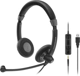 Sennheiser enterprise solution Sennheiser SC 75 USB MS (507086) - Double-Sided Business Headset | For Skype for Business, with Mobile Phone, Tablet, Softphone, and PC | HD Sound &amp; Noise-Cancelling Microphone (Black)
