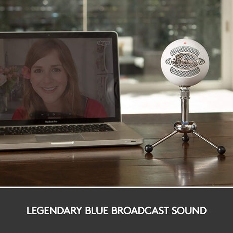 Blue microphones Blue Snowball USB Microphone for Recording, Streaming, Podcasting, Gaming on PC and Mac, Condenser Mic with Cardioid and Omnidirectional Pickup Patterns, and Stylish Retro Design - Textured White